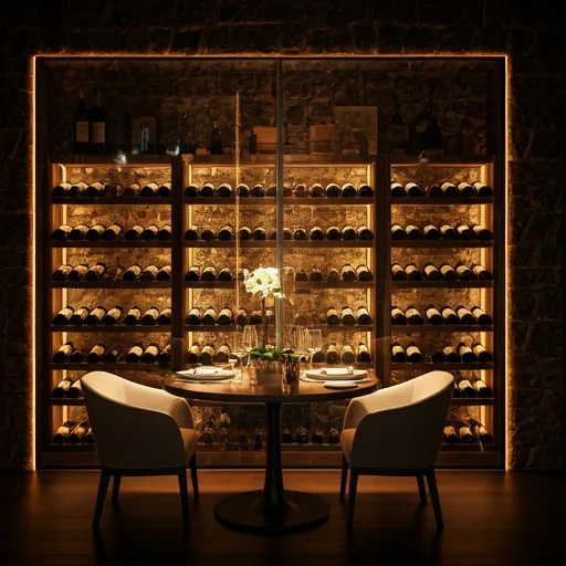 Private wine cellar dining table
