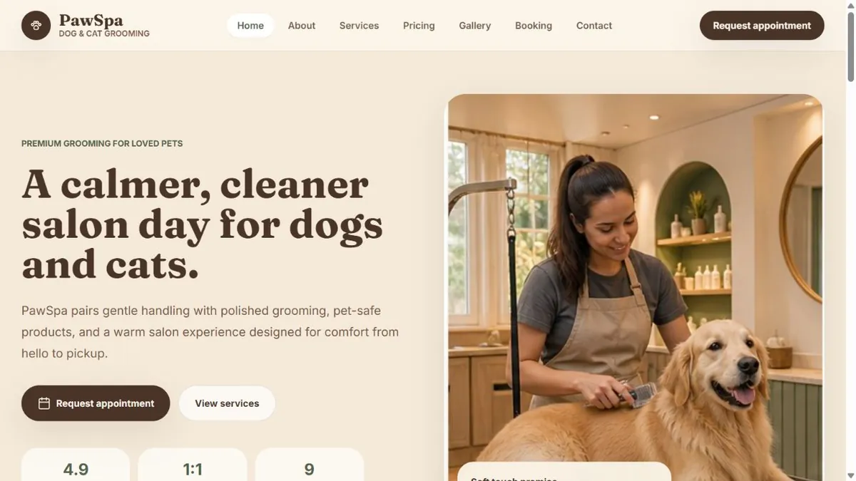PawSpa interface preview