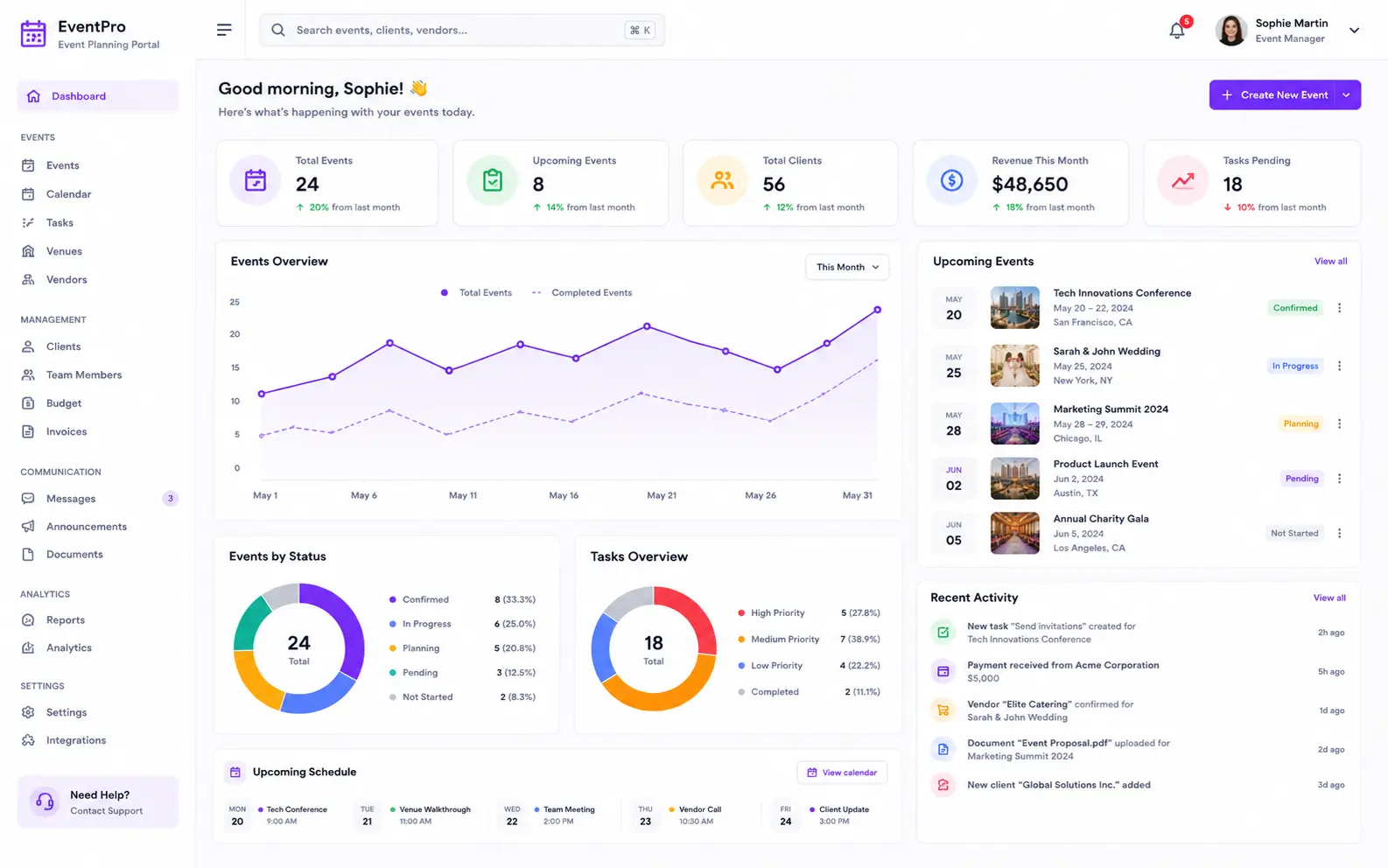 Event Planning Portal concept visual one