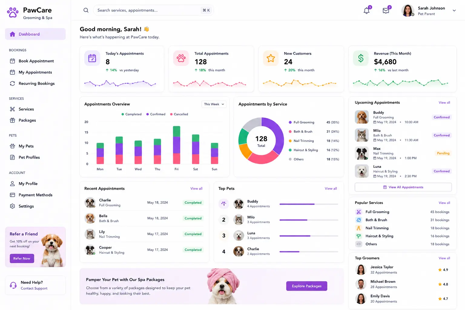 Pet Grooming Booking System concept visual one